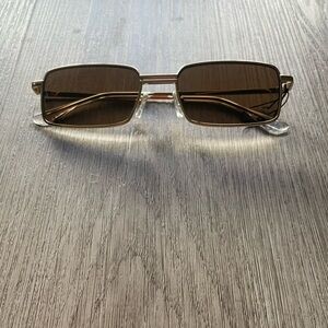 otra lia brown & gold small rectangular retro 90's y2k sunglasses eyewear NEW